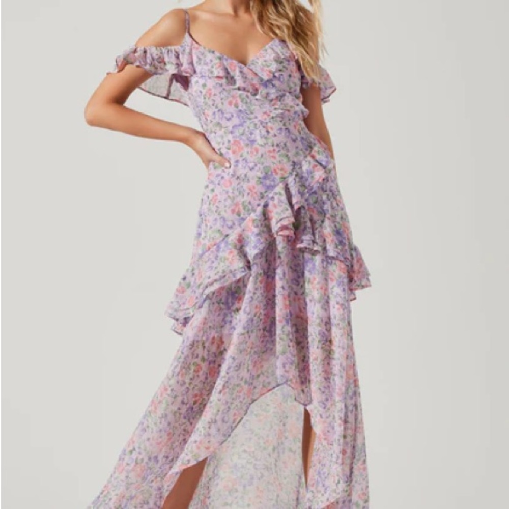 Astr Lavender Floral High Low Dress